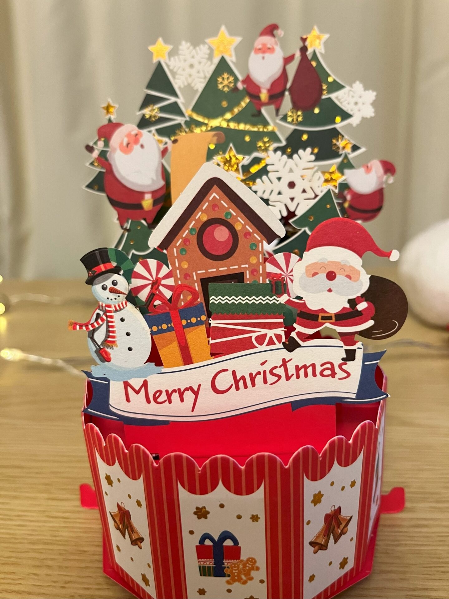 3D POP UP SANTA AND HIS HELPERS CAROUSEL CARD 3D pop up Santa and his helpers carousel card