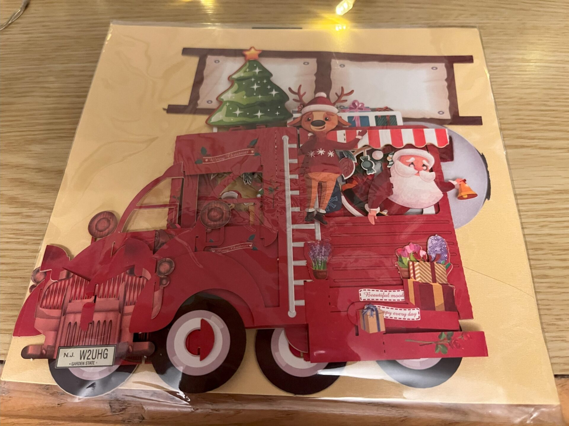 3D POP UP SANTA TRUCK CARD FRONT 3D pop up Santa truck card