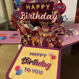 Pop up 3D lovely purple present card