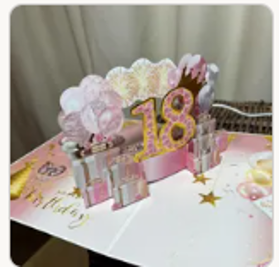 18TH 3D POP UP PINK SHIMMERING CARD 18TH-3D-POP-UP-PINK-SHIMMERING-CARD