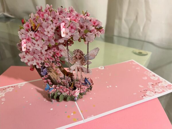 Pop up 3D beautiful Fairy on a swing card