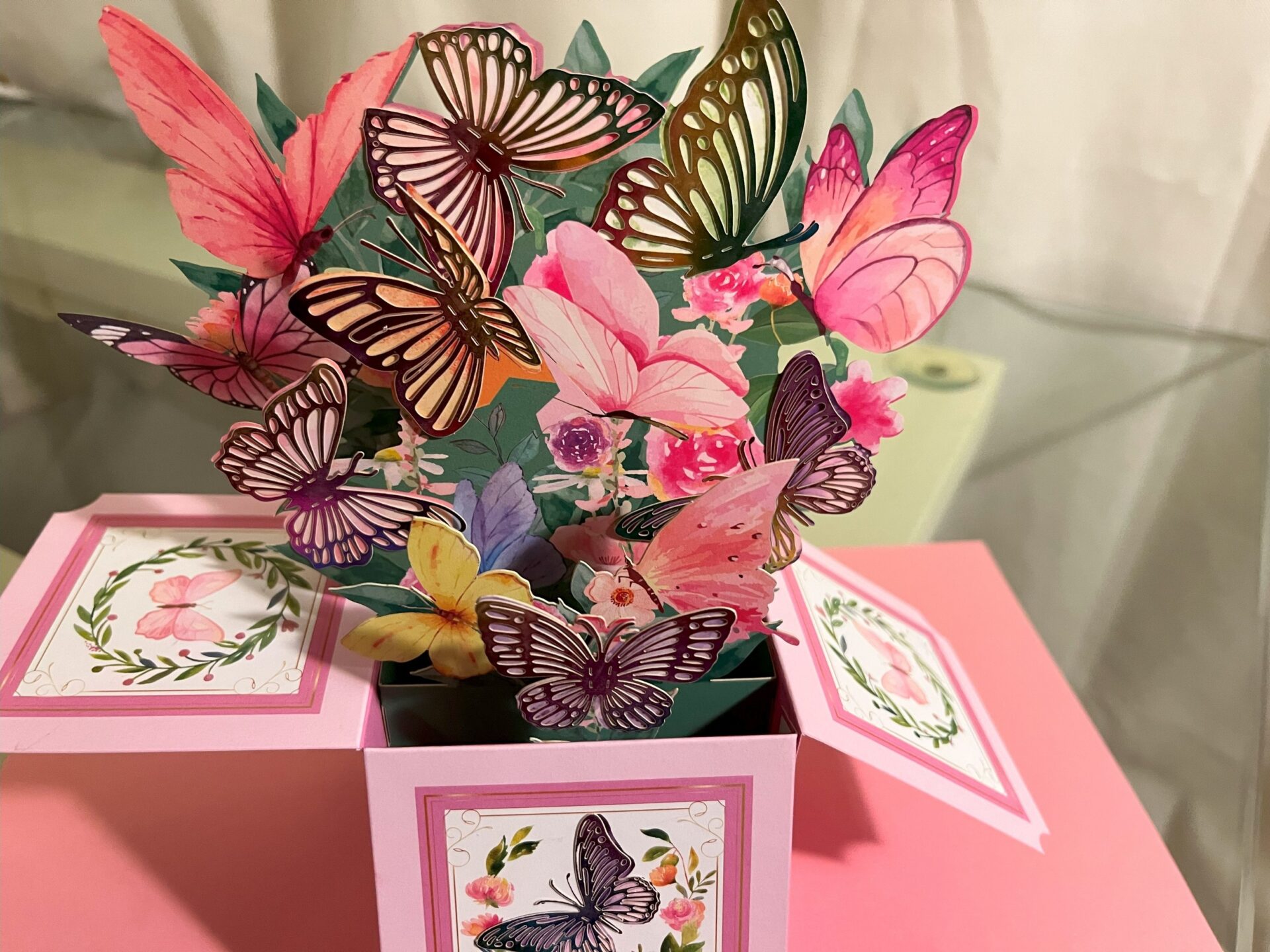 3D PINK BUTTERFLY BOX CARD 3D-PINK-BUTTERFLY-BOX-CARD