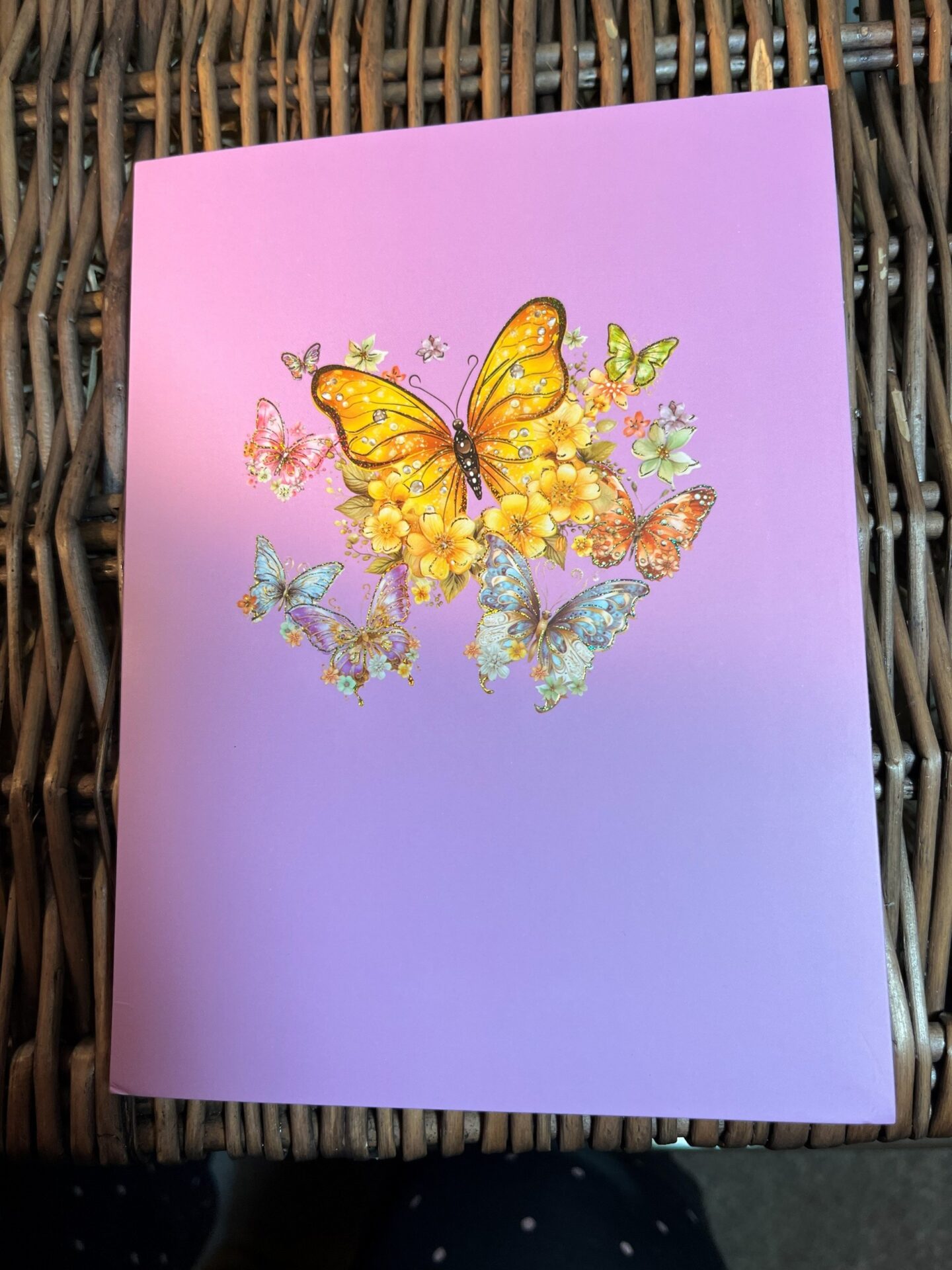 3D POP UP FLURRY OF PRETTY BUTTERFLIES - PINK CARD FRONT