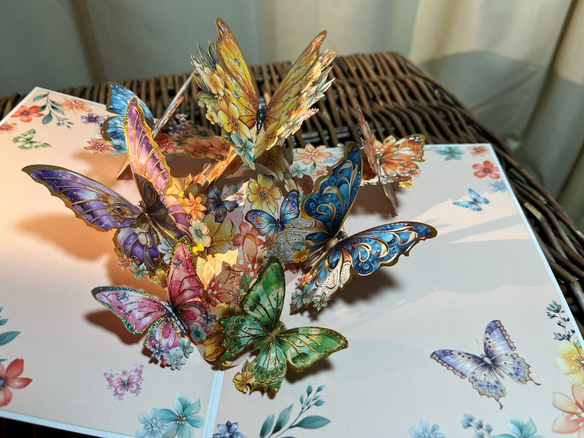 3D POP UP FLURRY OF PRETTY BUTTERFLIES - PINK CARD 3D-POP-UP-FLURRY-OF-PRETTY-BUTTERFLIES-PINK-CARD