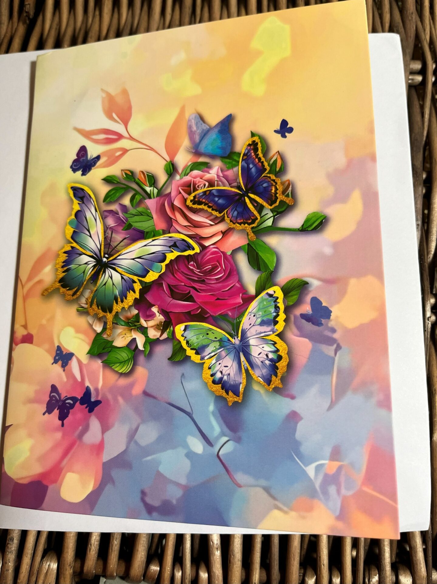 3D POP UP FLUTTER OF PURPLE BUTTERFLIES CARD FRONT