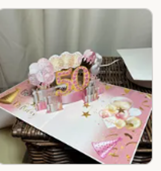 50th 3d pop up pink shimmering card 50th-3d-pop-up-pink-shimmering-card