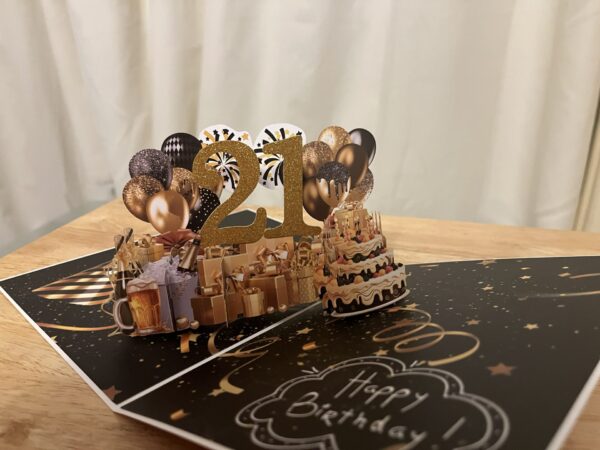 Pop up 3D fantastic 21st cheers birthday card