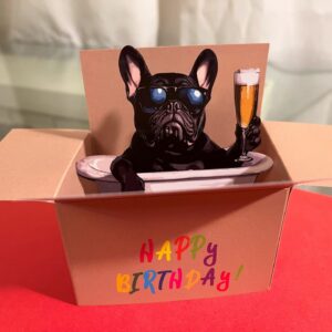3D POP UP BULL DOG SMALL BOX CARD.