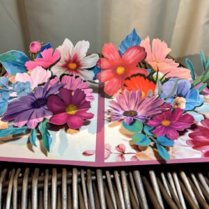 3D POP UP COLOURFUL FLOWERS CARD