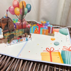 3D POP UP DACHSHUND CARD.