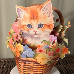 3D POP UP GINGER KITTEN CARD.