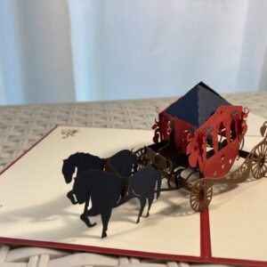 3D POP UP HORSE AND CARRIAGE CARD.