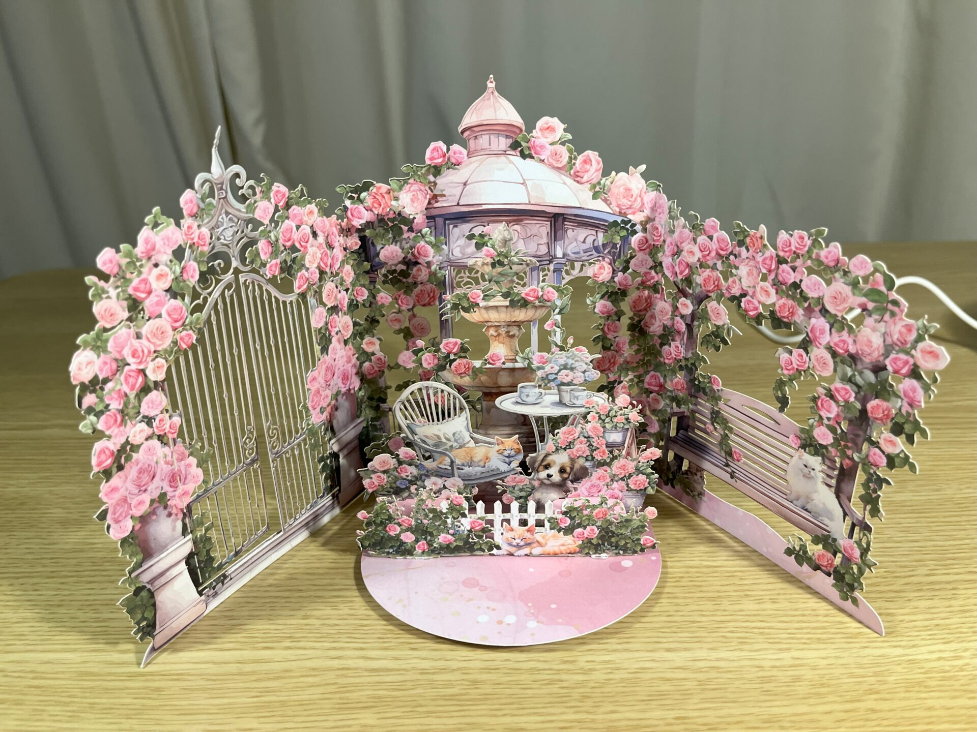 3D POP UP PINK FLOWER GARDEN CARD 3D-POP-UP-PINK-FLOWER-GARDEN-CARD