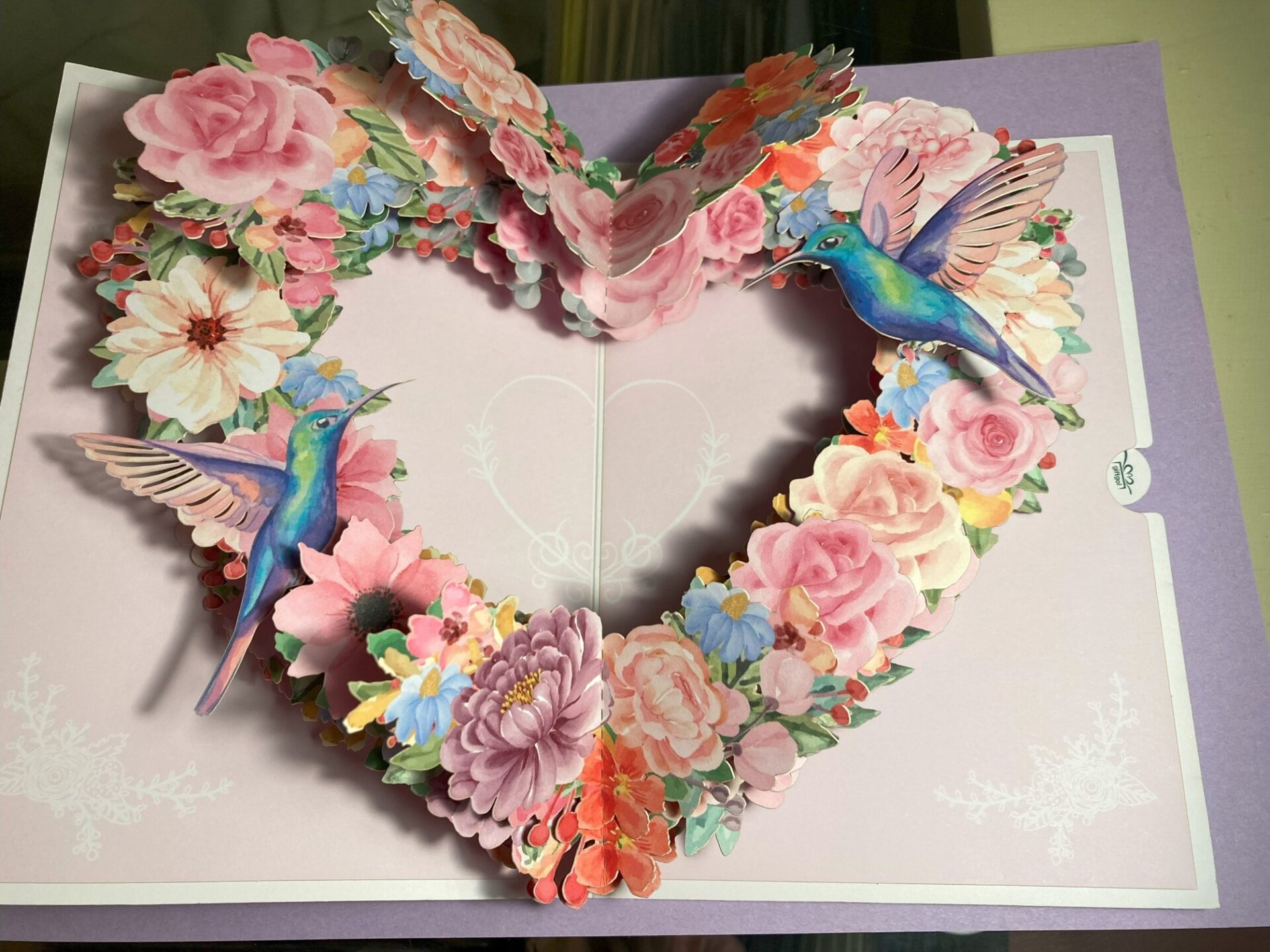 3D POP UP PINK FLOWER HEART CARD 3D POP UP PINK FLOWER HEART CARD