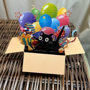 3D POP UP SCAREDY BLACK CAT CARD.