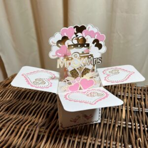 3D POP UP WEDDING HEARTS BOX CARD