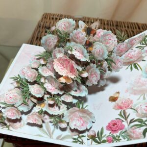 3d pop up pale pink peony spray card.