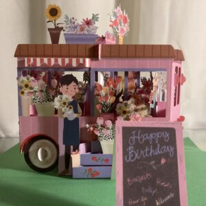 3d pop up pink flower van card